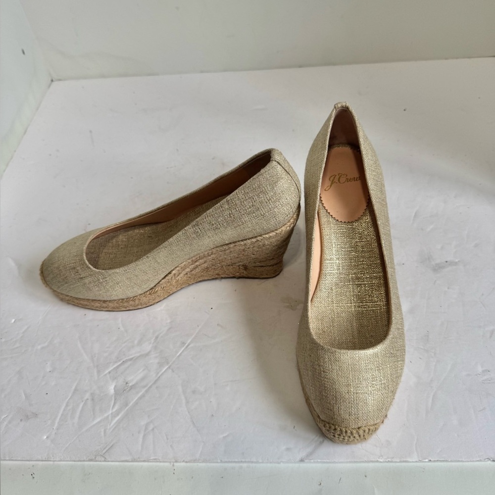 NWOT J. Crew Seville espadrille wedges in metallic canvas. Size 5.5 - Picture 13 of 16